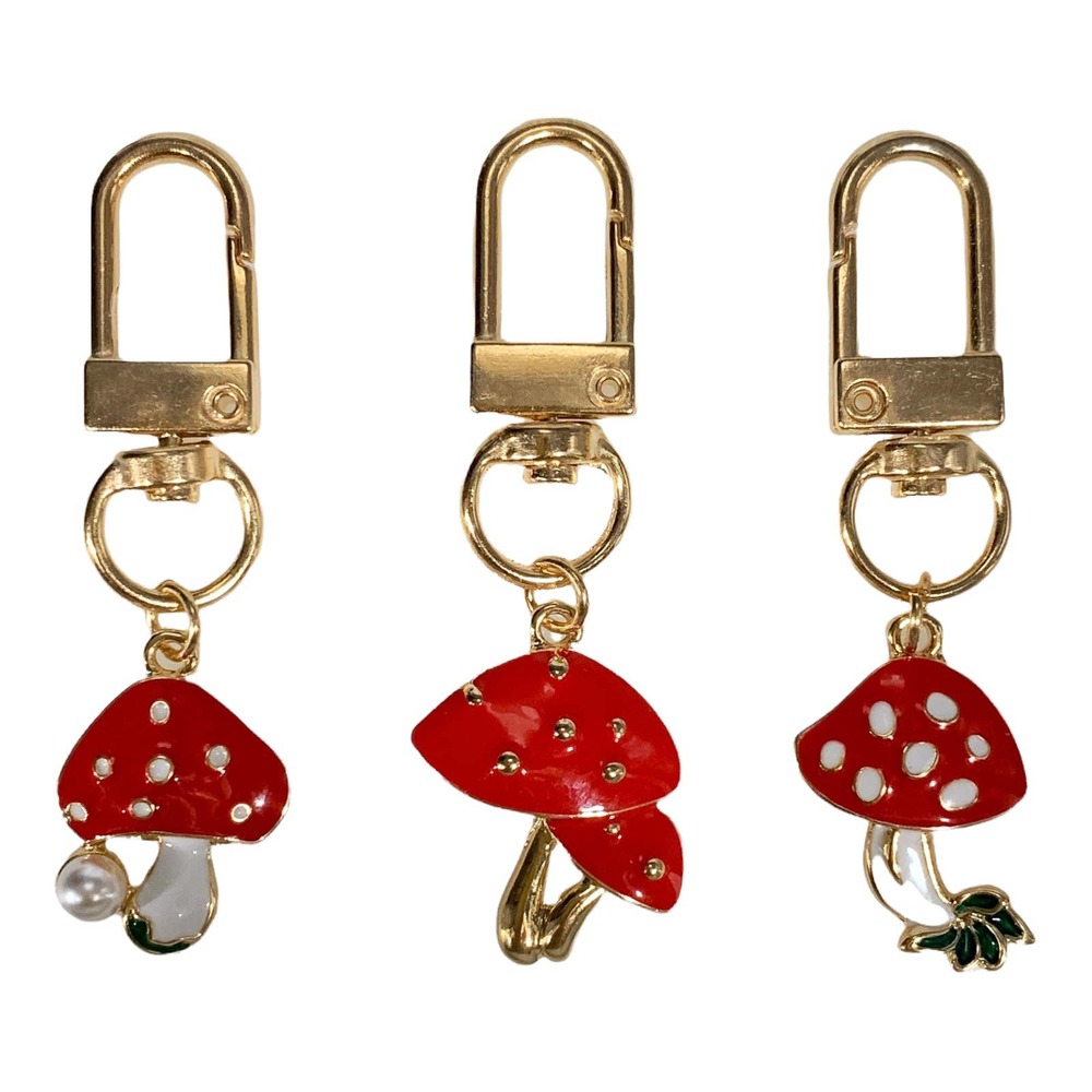 Evenchae Retro Mushroom Keychains - Set of 3, Gift Bag